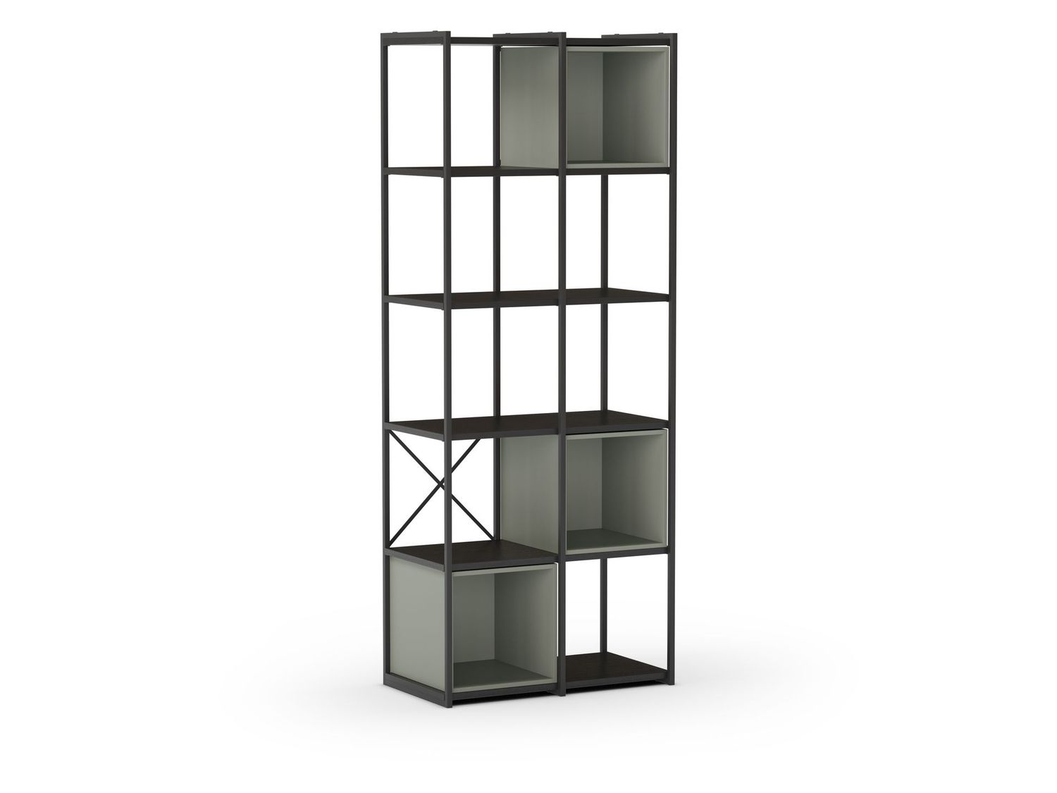 Estantería ANYA – 70 cm, Estructura Negra con Módulo Verde Industrial