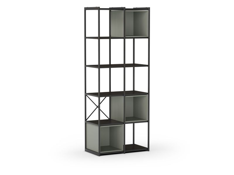 Estantería ANYA – 70 cm, Estructura Negra con Módulo Verde Industrial