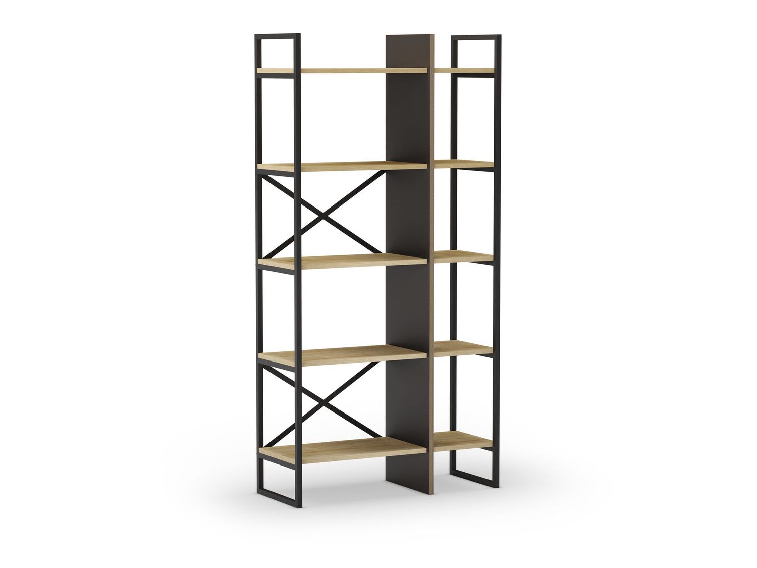 Estantería Industrial Ara – 58 cm, Roble y metal Negro