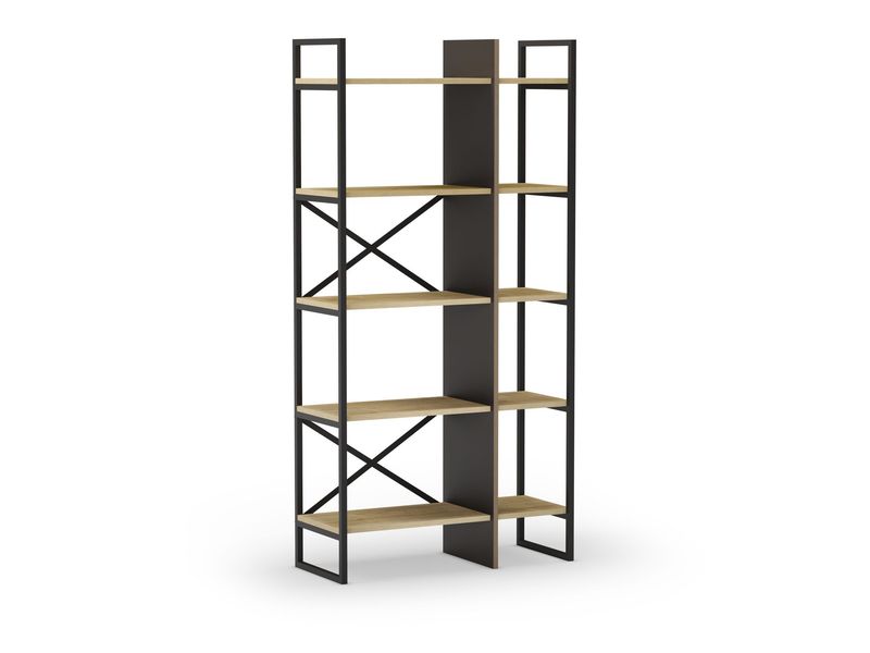 Estantería Industrial Ara – 58 cm, Roble y metal Negro