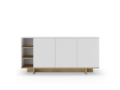 Aparador Cequoia Blanco y Roble – 170 cm con 3 Puertas y Estantes