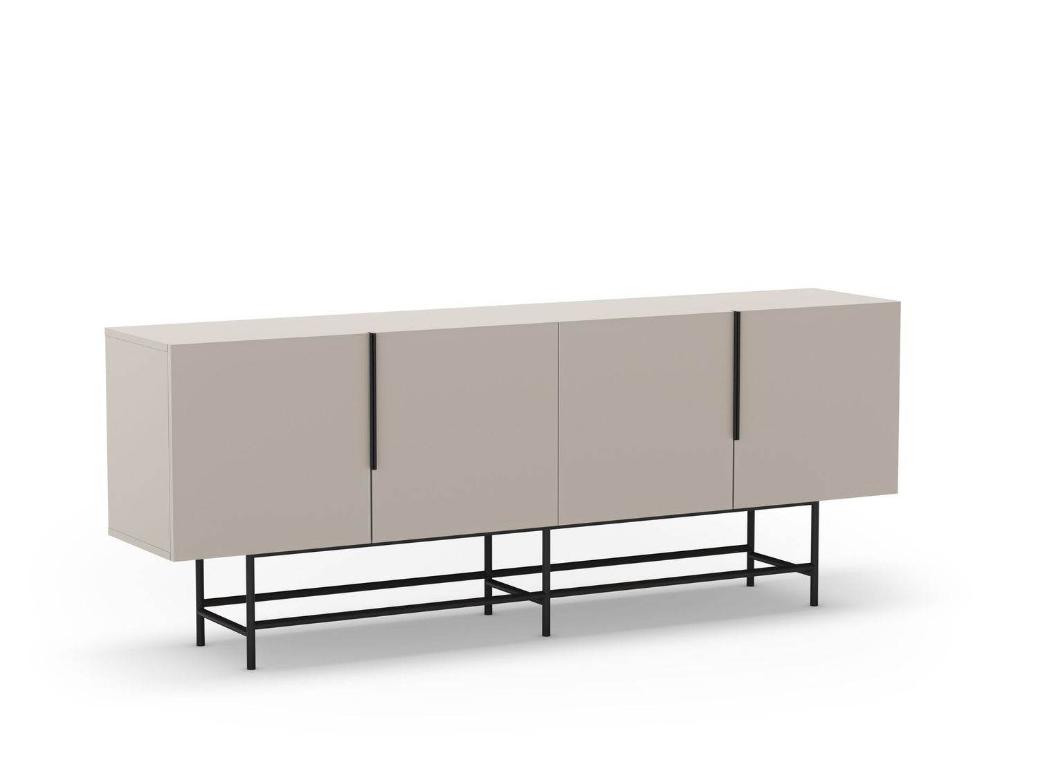 Aparador Eldia – 4 Puertas, Crema con Estructura Metálica
