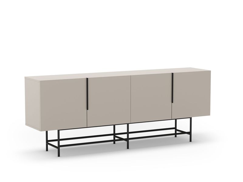 Aparador Eldia – 4 Puertas, Crema con Estructura Metálica