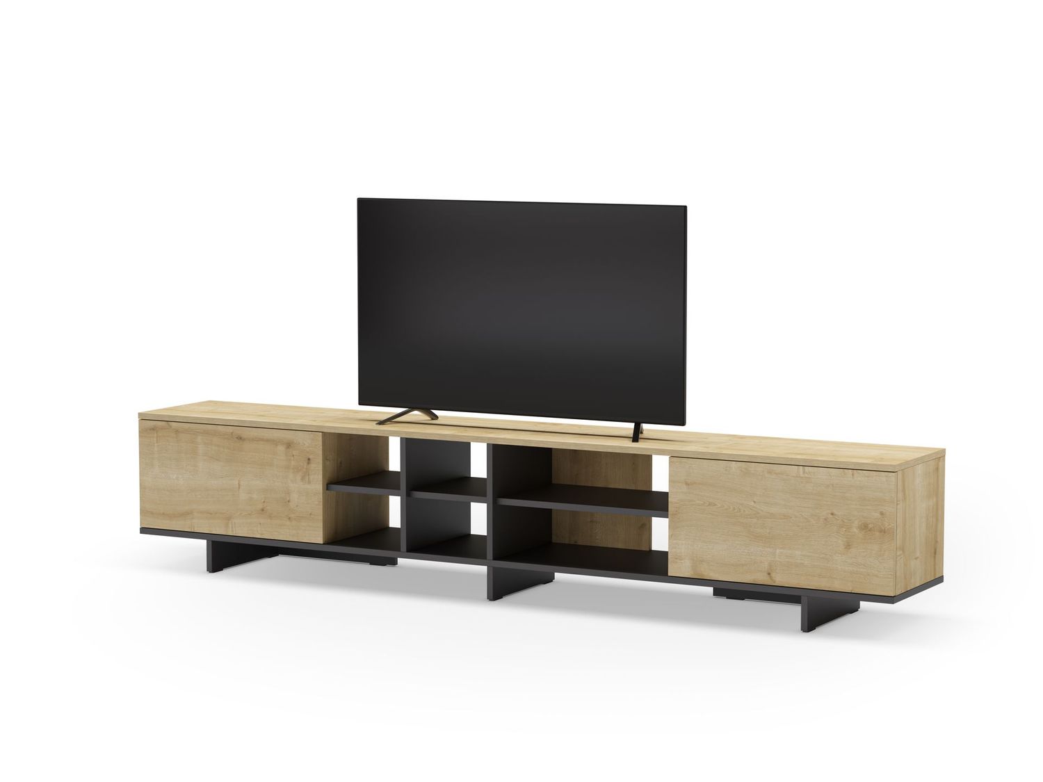 Mueble Tv Cequoia 230 cm 2 puertas roble/negro