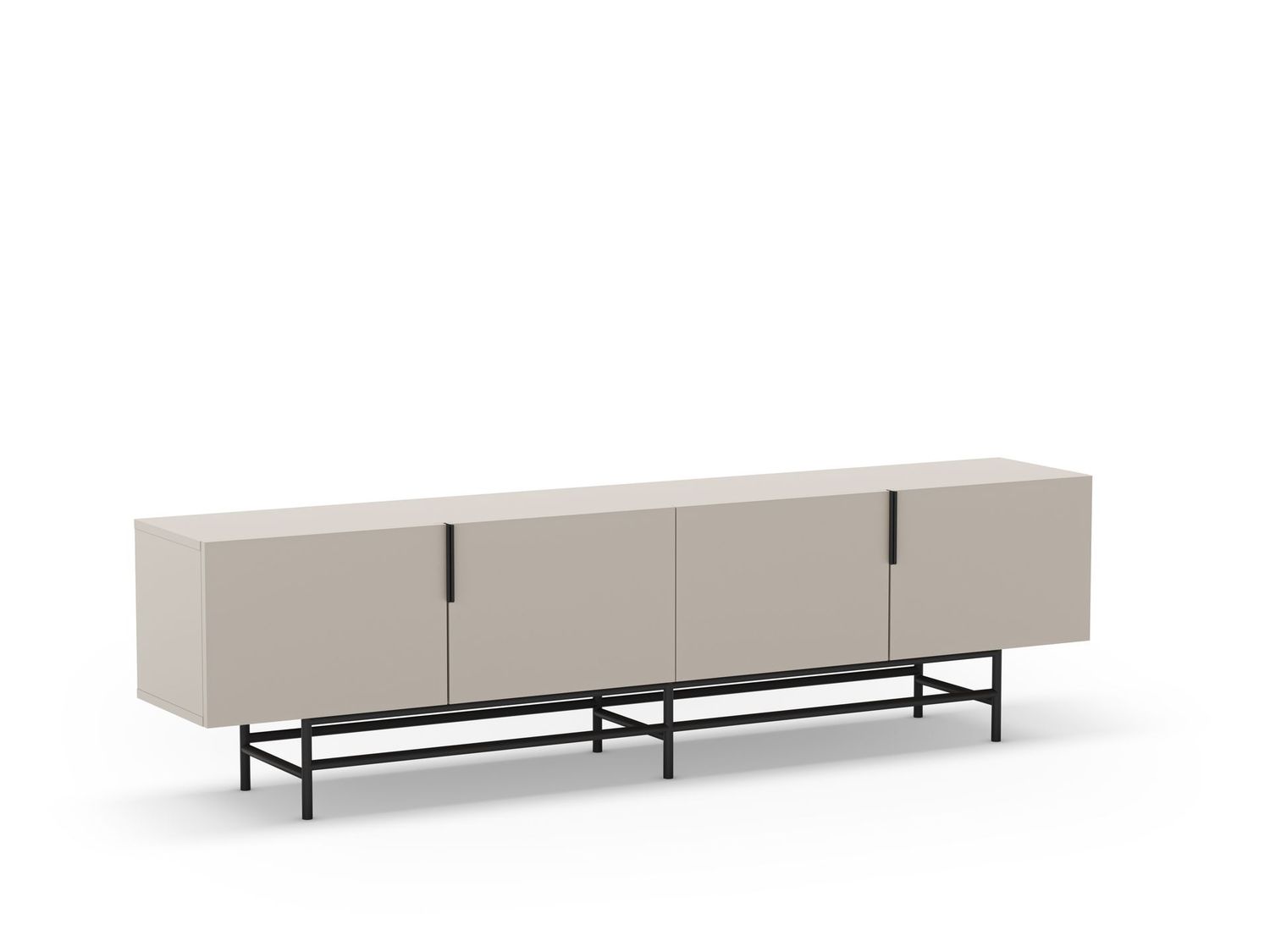 Mueble tv Eldia 4 puertas crema pata metal negro