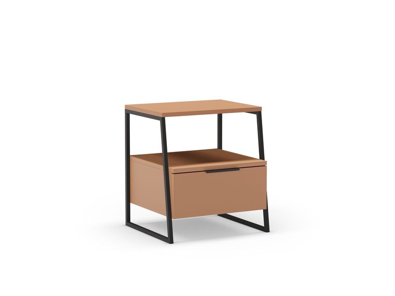 Mesita de noche VELIA terracota/Negro 1 cajón y hueco