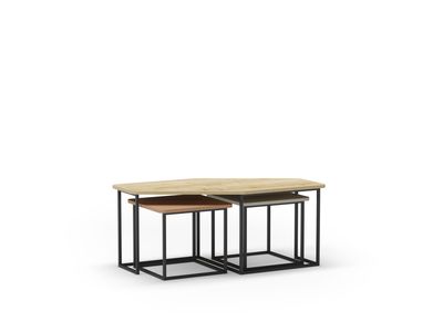 Set 3 mesas de centro ZOYA roble/terracota/verde Set 3 mesas de centro ZOYA roble/terracota/verde