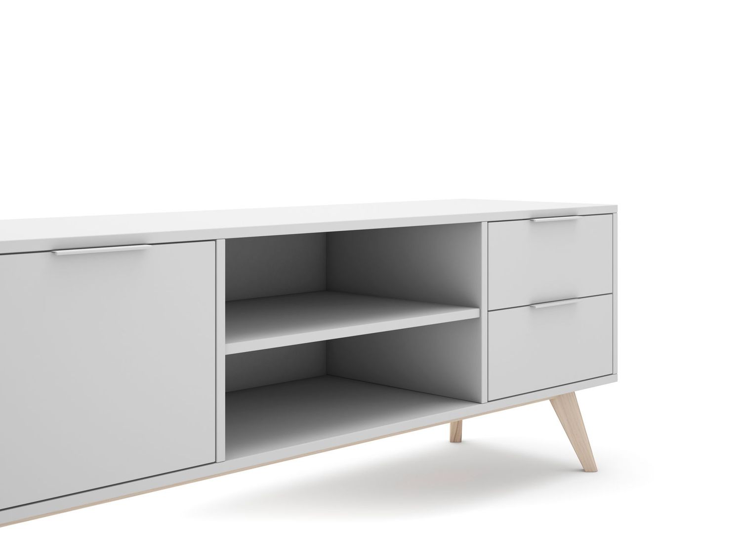 Mueble tv CAMPUS 2 puertas 2 cajones 2 huecos blanco/cera
