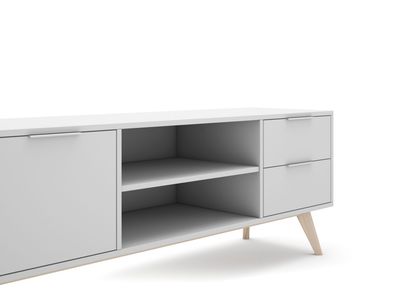 Mueble tv CAMPUS 2 puertas 2 cajones 2 huecos blanco/cera