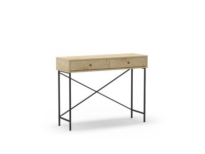 Consola TITAN 2 cajones roble pata metal estilo industrial