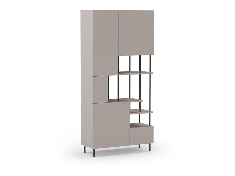 Estantería PERLA 5 puertas estilo moderno crema/negro