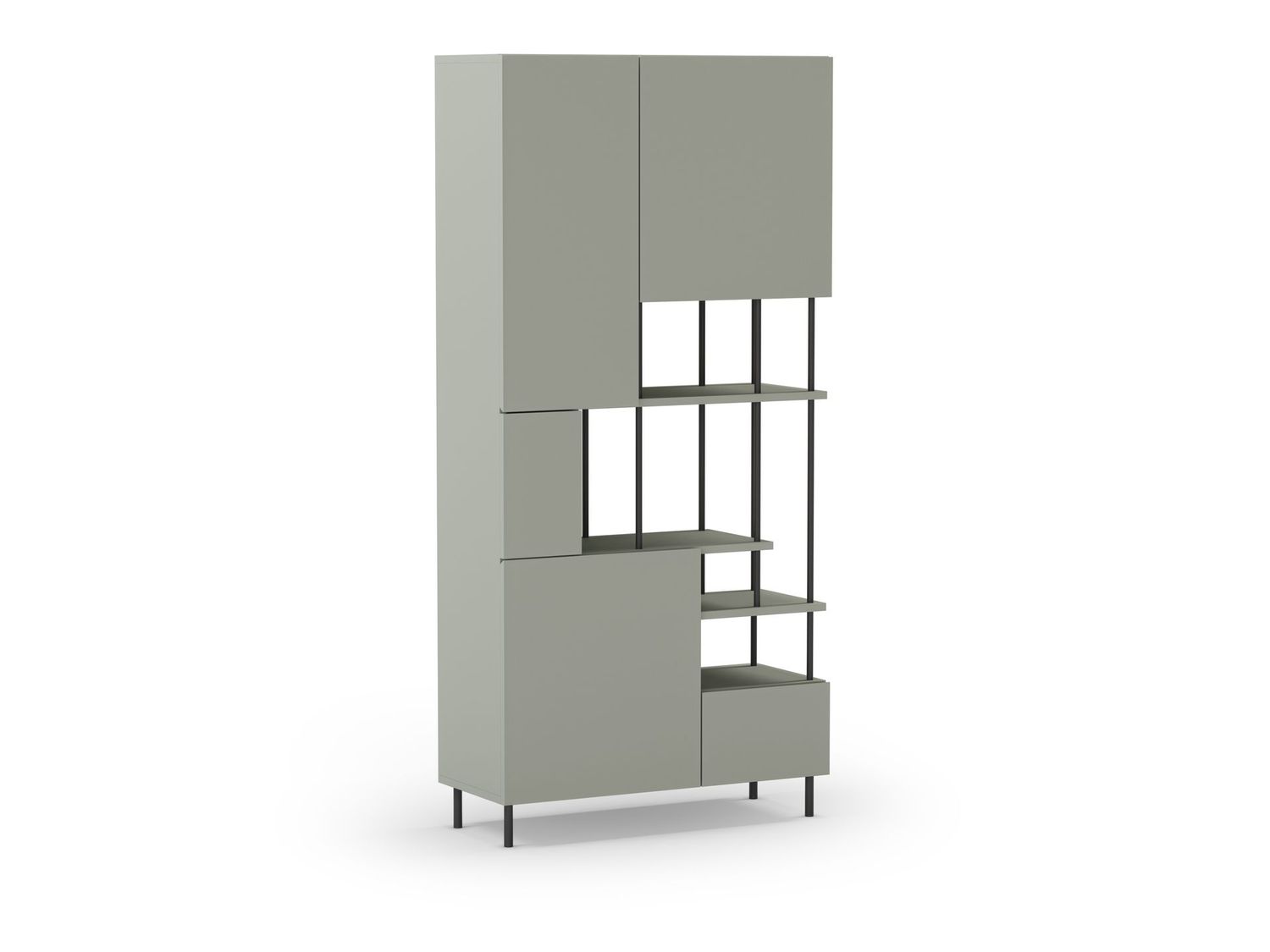 Estantería PERLA 5 puertas estilo moderno verde/negro