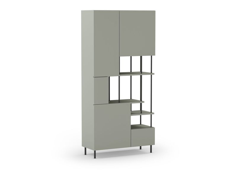 Estantería PERLA 5 puertas estilo moderno verde/negro