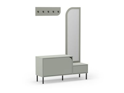 Mueble zapatero BEA 2 puertas + espejo verde Mueble zapatero BEA 2 puertas + espejo verde
