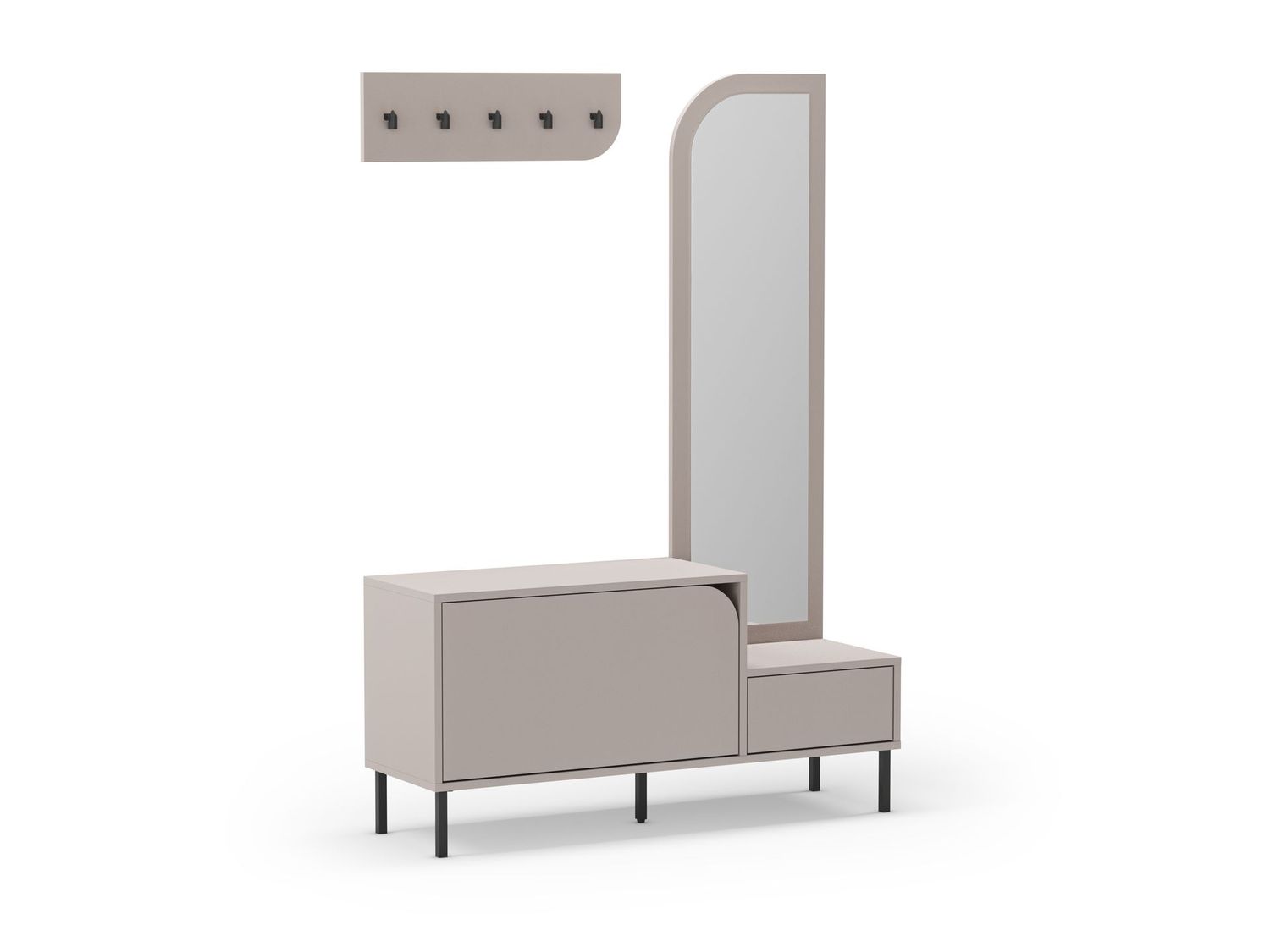 Mueble zapatero BEA 2 puertas + espejo crema