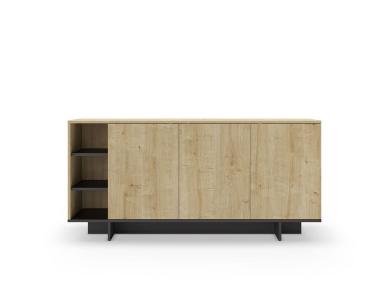 Aparador CEQUOIA 3 puertas 3 huecos roble/negro silky