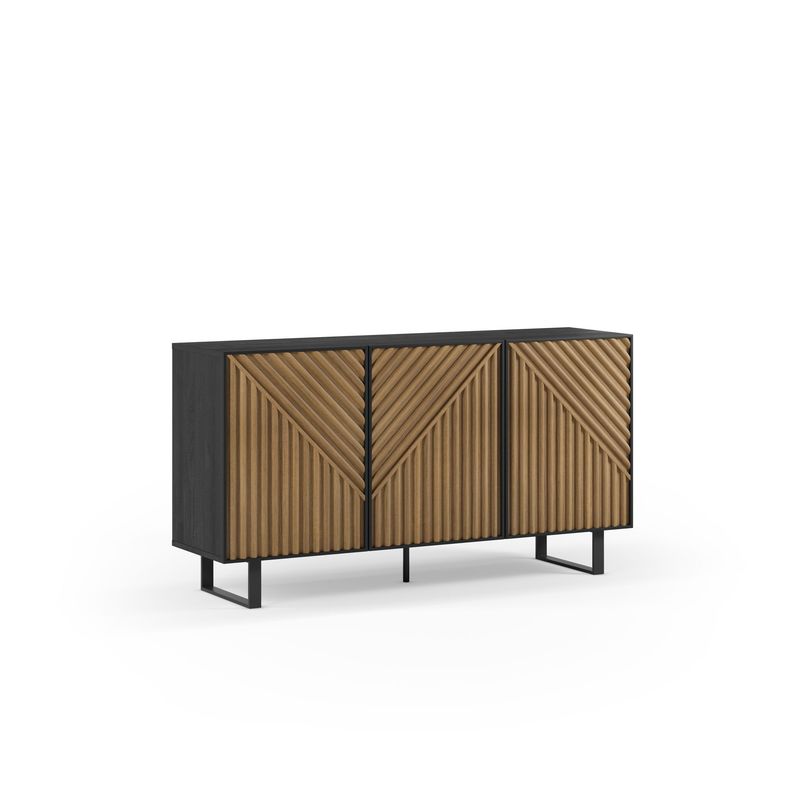 Aparador Alana 3 puertas negro/roble pata metal