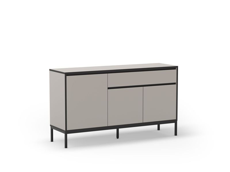 APARADOR LORENZA 3 PUERTAS 1 CAJON 140 CM CREMA/NEGRO PATA METAL