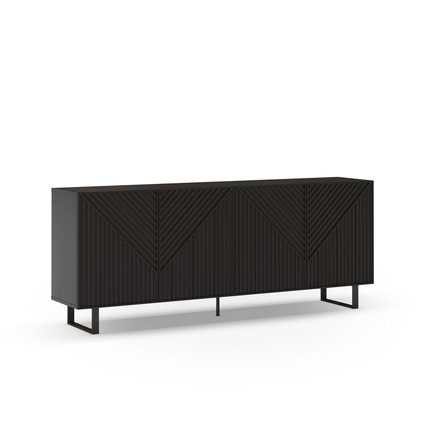 Aparador Peta 4 puertas negro pata metal