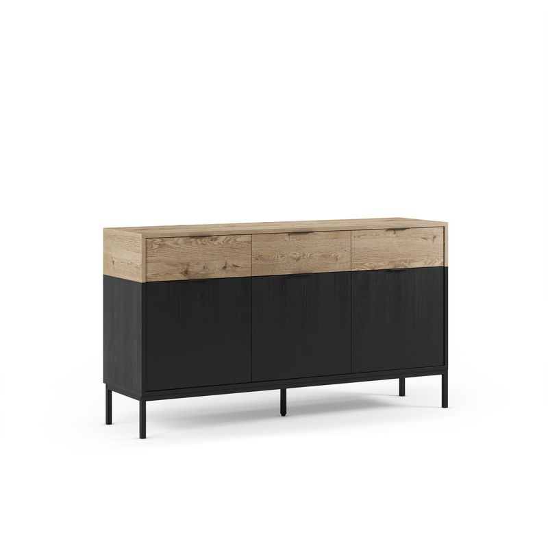APARADOR MARION 3 PUERTAS 3 CAJONES 150 CM ROBLE-K/NEGRO PATA METAL APARADOR MARION 3 PUERTAS 3 CAJONES 150 CM ROBLE-K/NEGRO PATA METAL