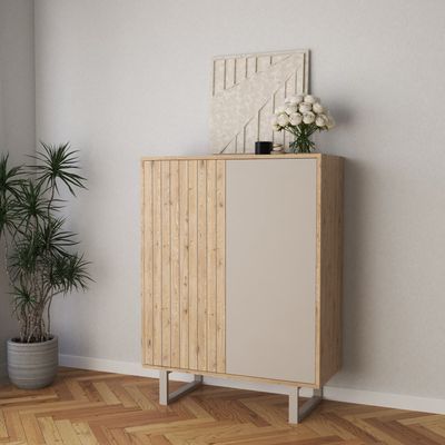 Aparador alto Millay 2 puertas roble-k/gris