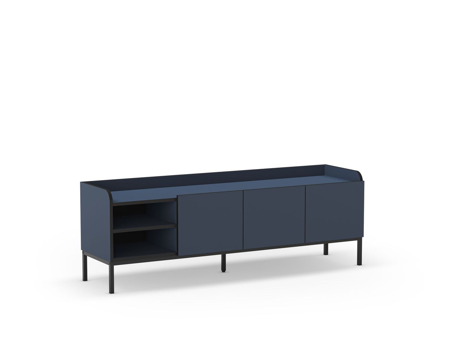 Mueble tv Adara 3 puertas 2 huecos azul/negro