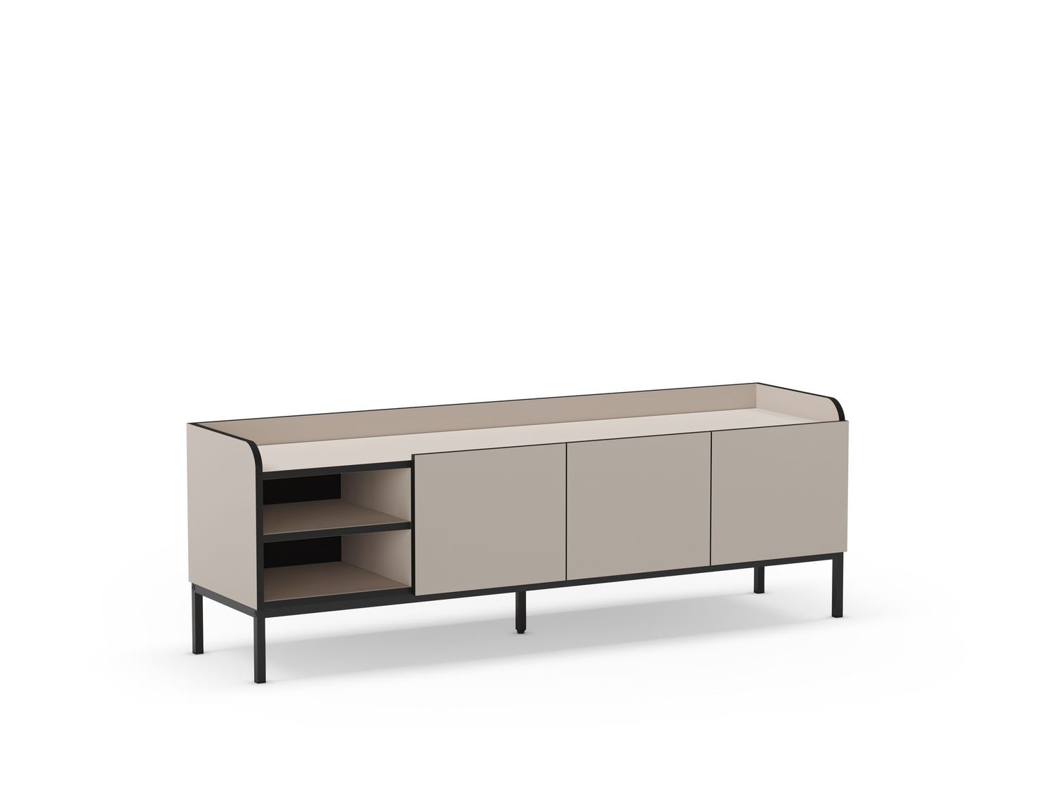Mueble tv Adara 3 puertas 2 huecos crema/negro