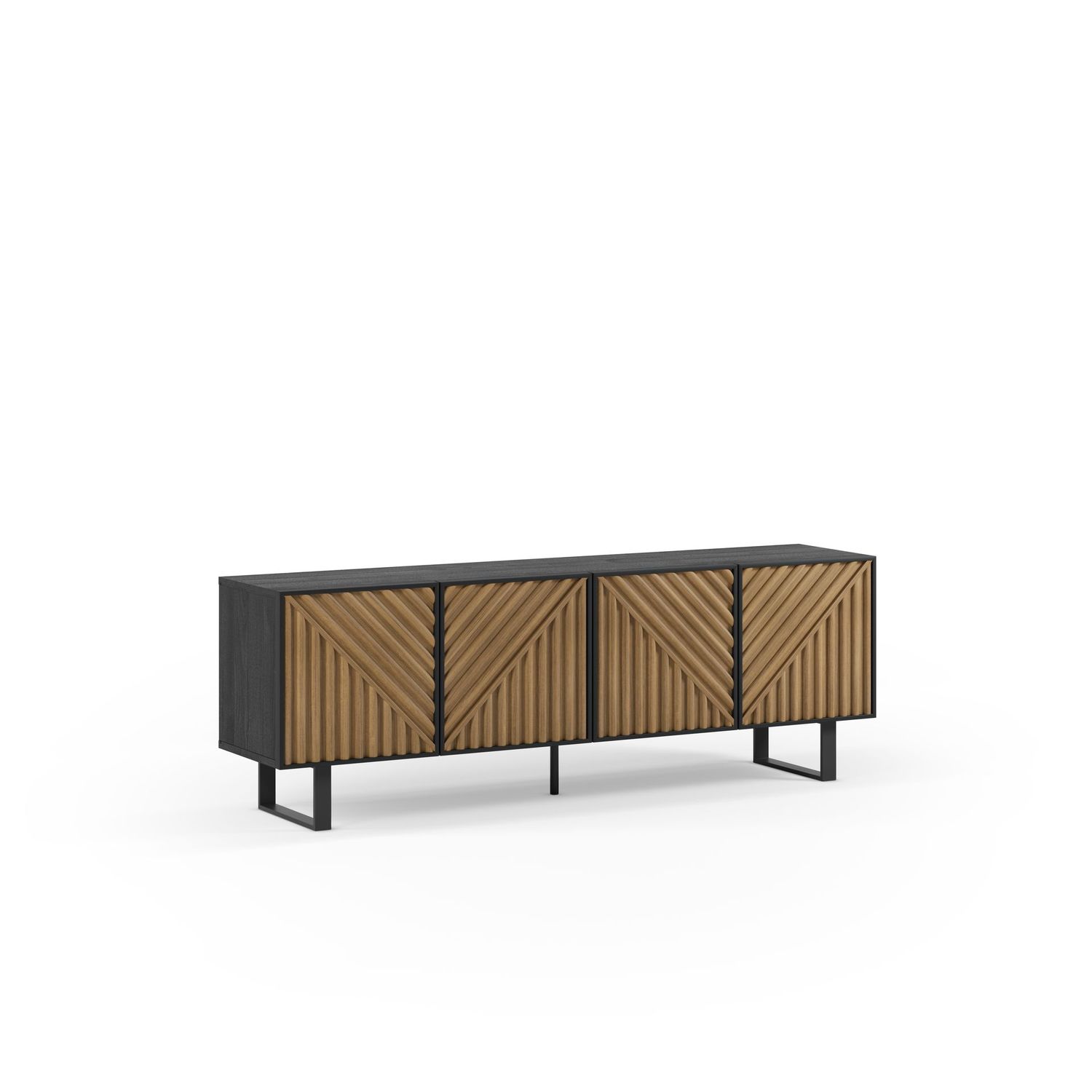 Mueble tv Alana 4 puertas negro/roble pata metal