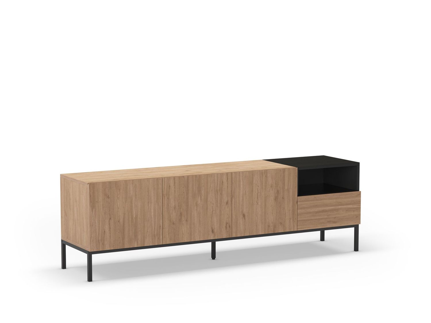 Mueble tv Cailin 3 puertas 1 cajon 1 hueco sepet/negro