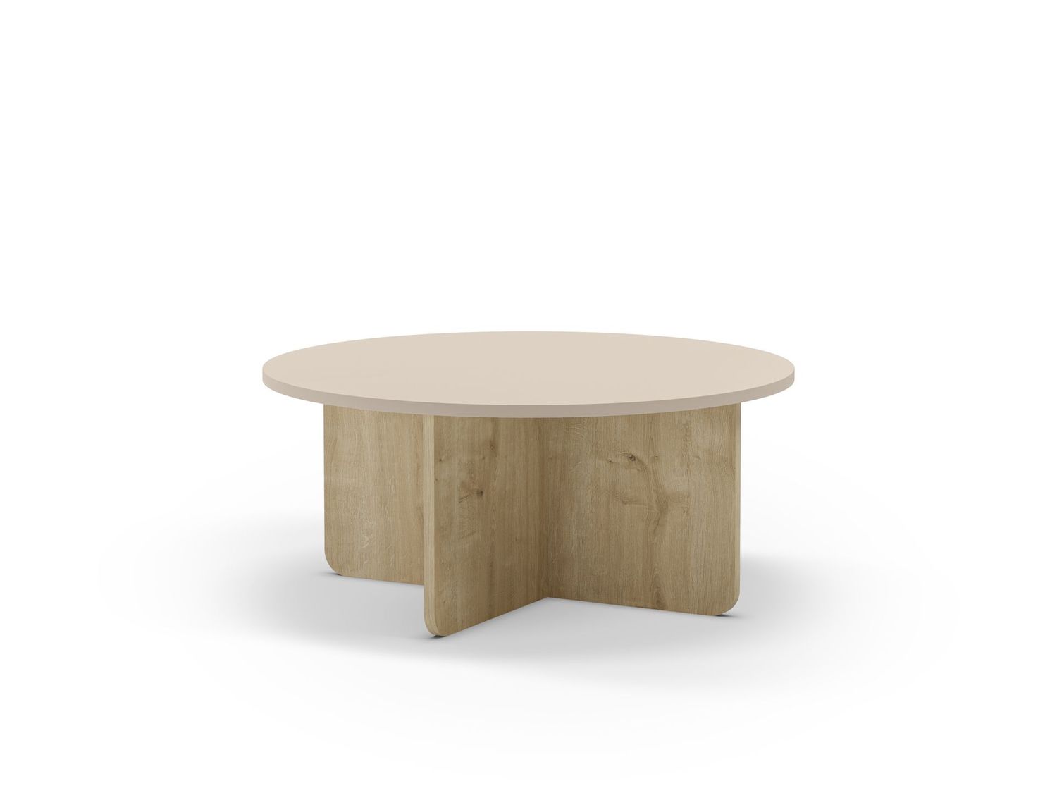 Mesa centro redonda HILLARY 80 cm crema/roble