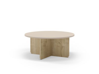 Mesa centro redonda HILLARY 80 cm crema/roble