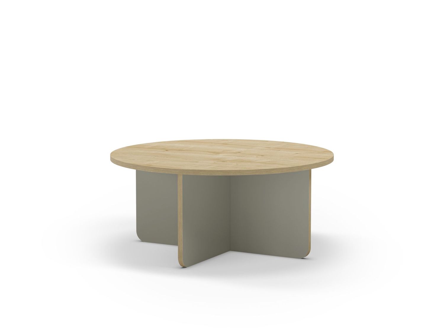 Mesa de Centro Redonda HILLARY 80 cm – Roble con Patas Verde