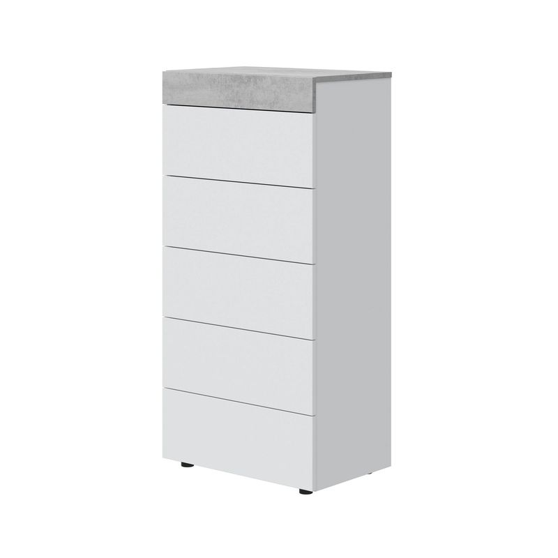 Comoda 5 cajones blanco artik/cemento