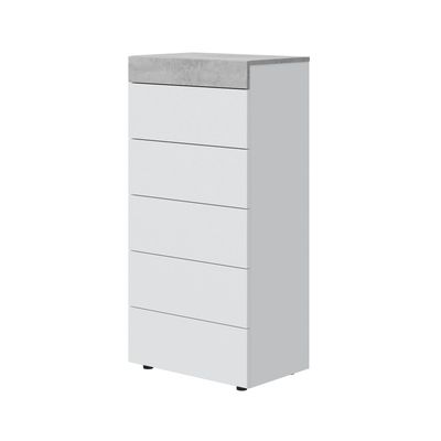 Comoda 5 cajones blanco artik/cemento
