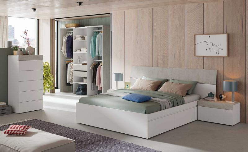 Comoda 5 cajones blanco artik/cemento TETUAN