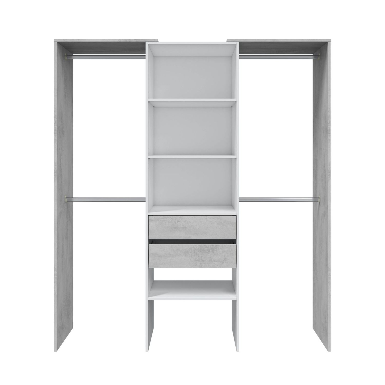 Armario vestidor con estantería Tidy blanco artik/cemento