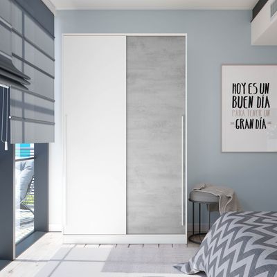 Armario 2 puertas correderas Noon Plus blanco artik/cemento