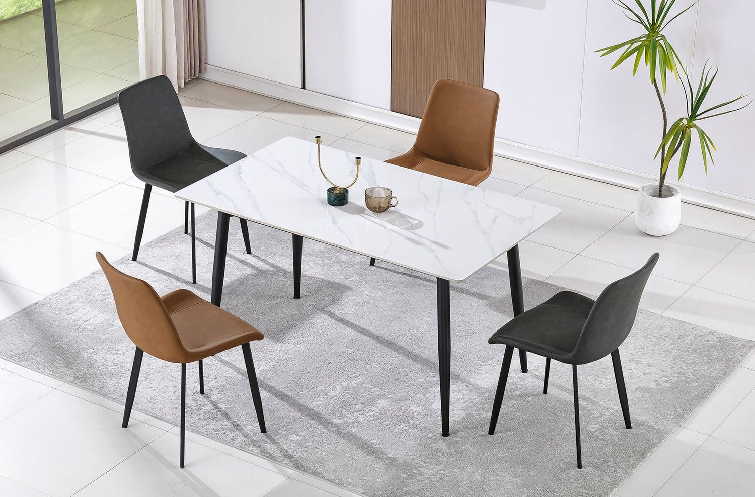 MESA COMEDOR FIJA BERNA 140 x 80 CM CERAMIC BLANCO
