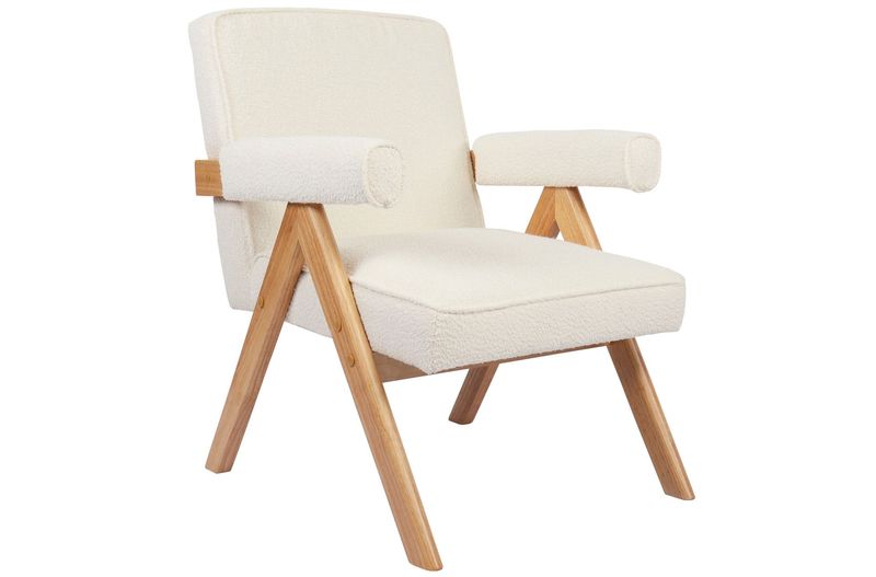 BUTACA AGATHA LINEN NATURE TAPIZADA PATAS DE MADERA ESTILO NORDICO