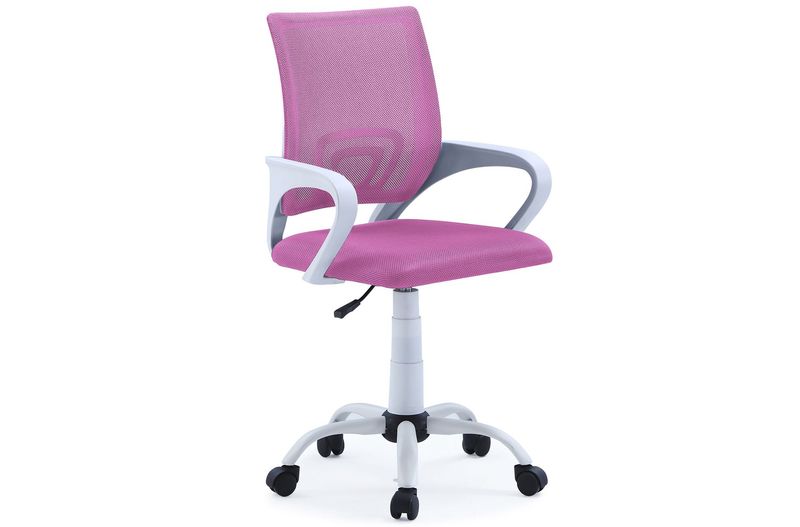SILLA OFICINA GIRATORIA LINE RED TRANSPIRABLE ROSA ESTRUCTURA BLANCA.