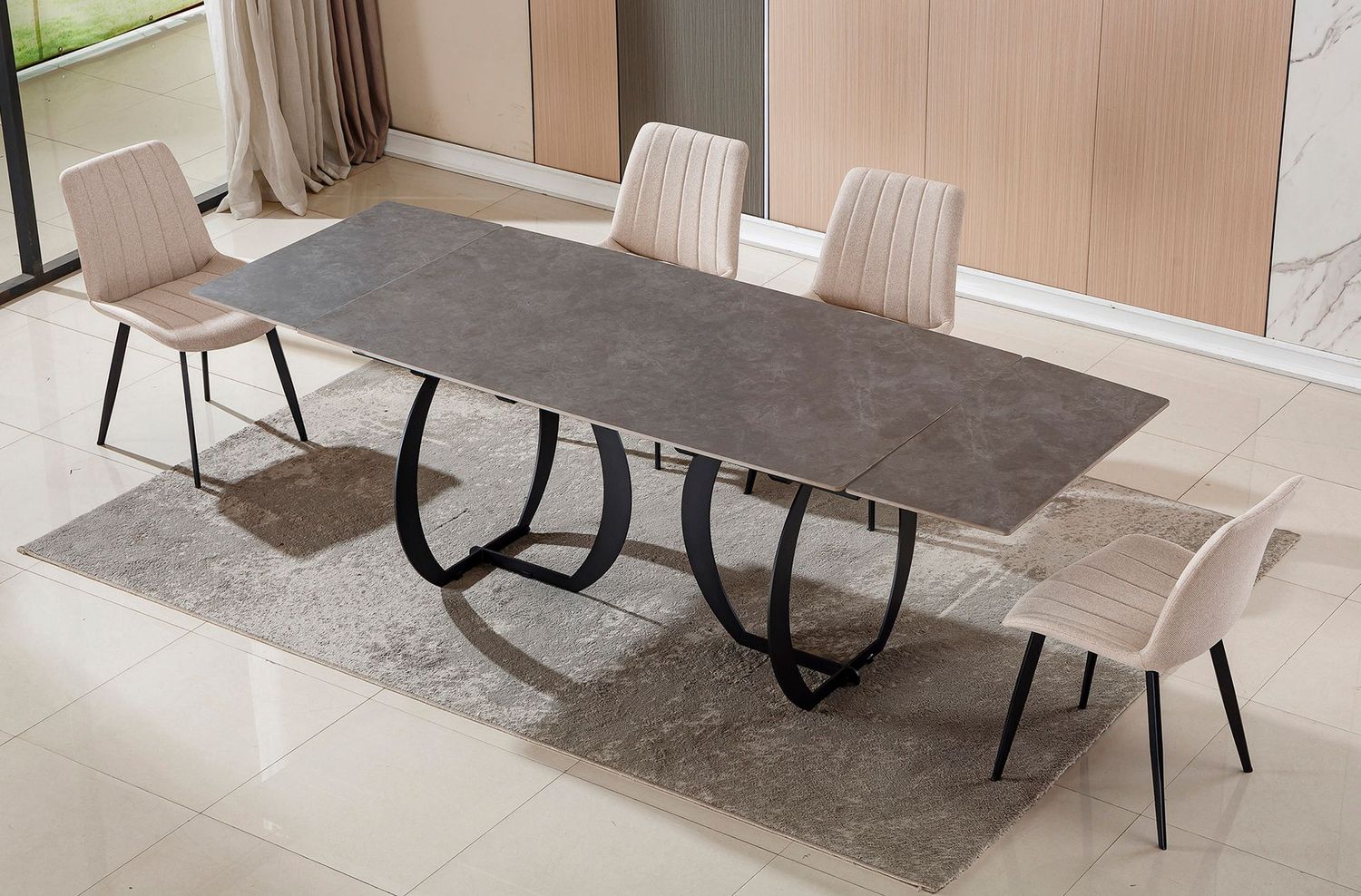MESA COMEDOR EXTENSIBLE 160 - 240 CM VENEZIA GRES GRIS.