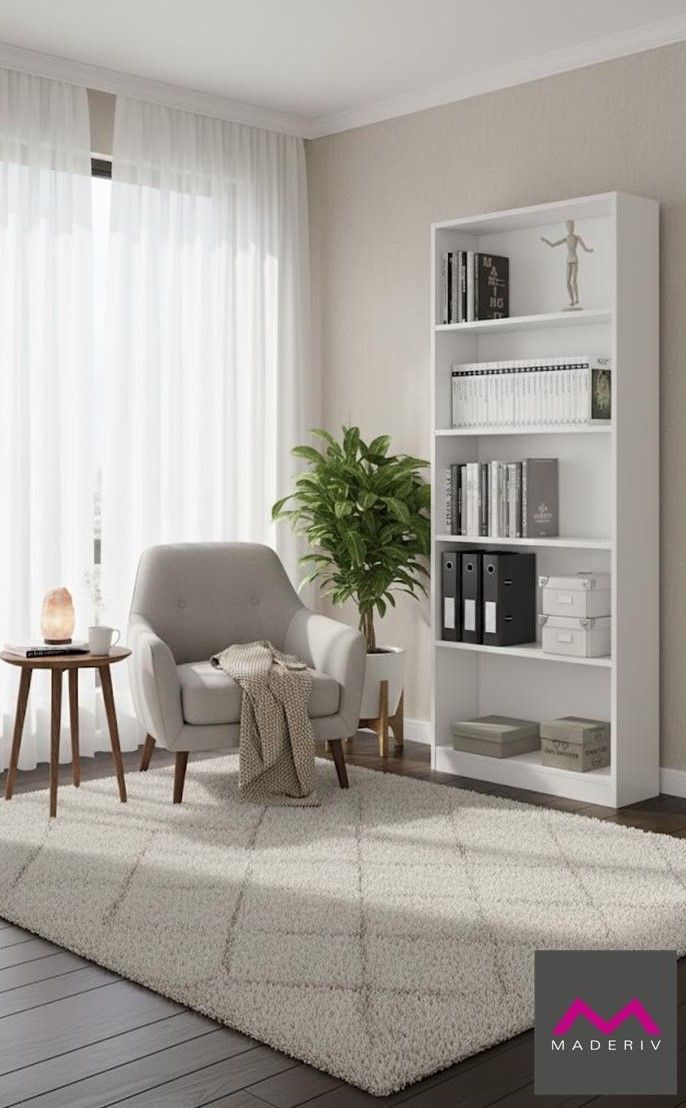 Estanteria alta THEON 4 estantes blanco glaciar estilo moderno Estanteria alta THEON 4 estantes blanco glaciar estilo moderno