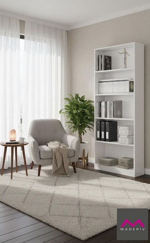 Estanteria alta THEON 4 estantes blanco glaciar estilo moderno Estanteria alta THEON 4 estantes blanco glaciar estilo moderno