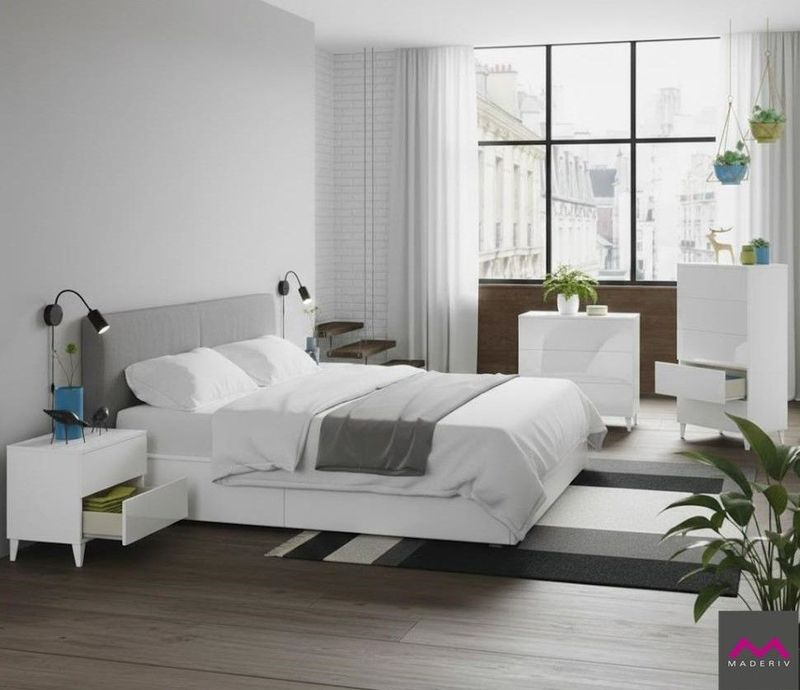 Comoda LARISA 3 cajones con patas blanco brillo estilo nordico