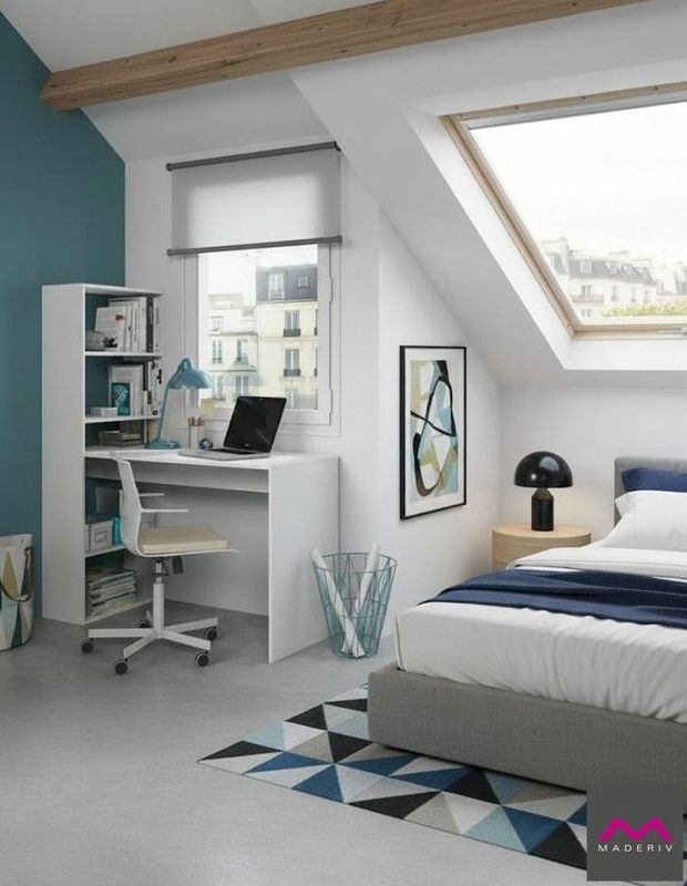 Mesa estudio con estanteria SANTORINI blanco artik