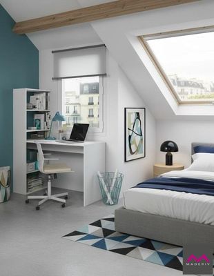 Mesa estudio con estanteria SANTORINI blanco artik Mesa estudio con estanteria SANTORINI blanco artik