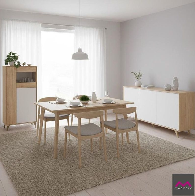 VITRINA 3 PUERTAS SALONICA ESTILO NORDICO ROBLE CANADIAN/BLANCO ARTIK