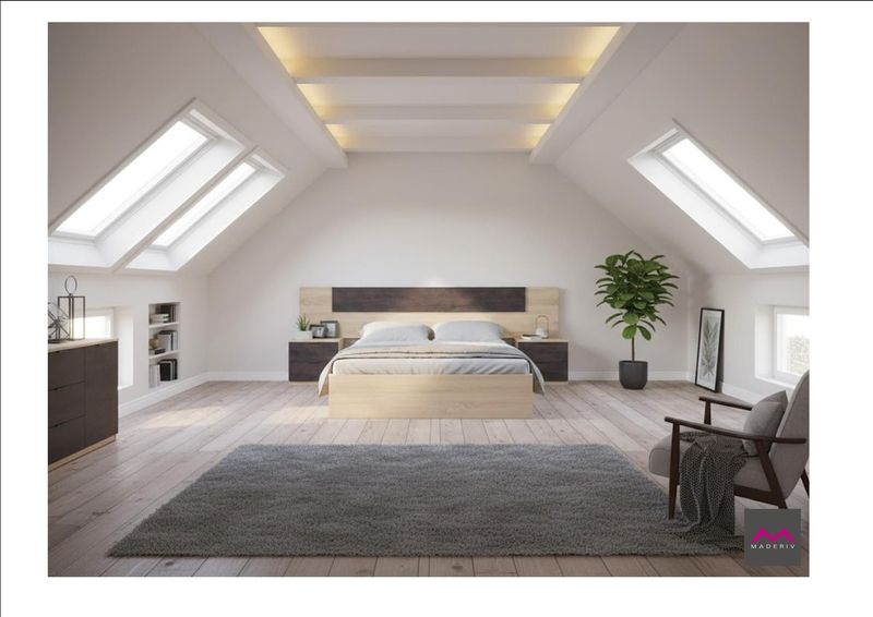 CABECERO + 2 MESITAS 2 CAJONES ROBLE/OXIDO NOON