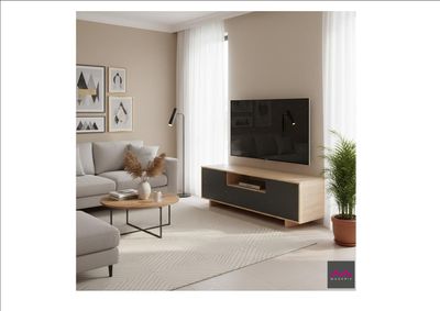 MODULO TV BAJO 3 PUERTAS Y HUECO ZAIDA ROBLE CANADIAN Y GRIS ANTRACITA MODULO TV BAJO 3 PUERTAS Y HUECO ZAIDA ROBLE CANADIAN Y GRIS ANTRACITA