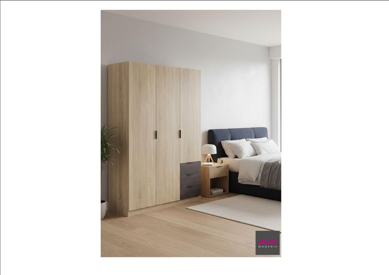 ARMARIO LC 3 PUERTAS 3 CAJONES ROBLE CANADIAN/OXIDO LC